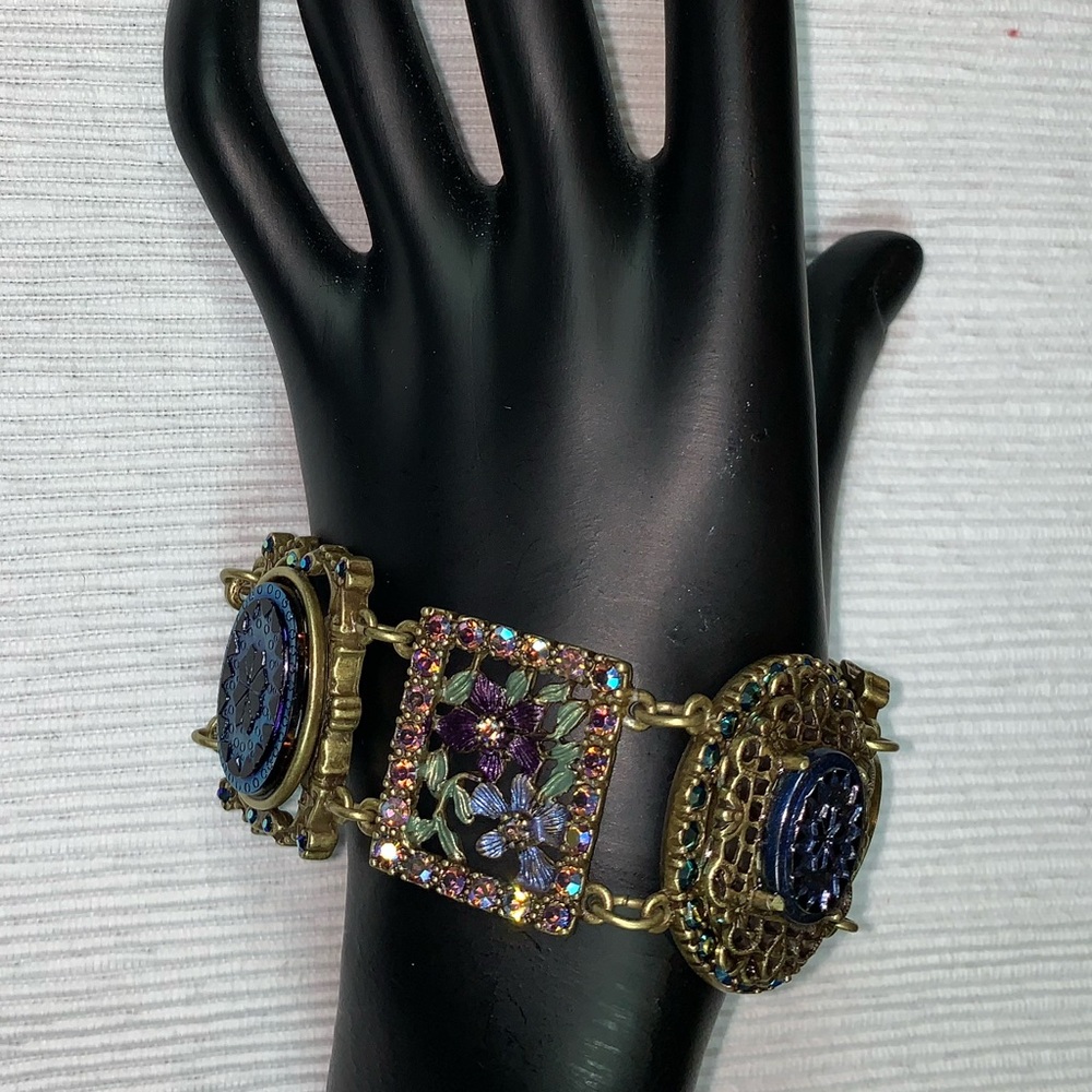 Vintage Peacock Iris Glass Bracelet